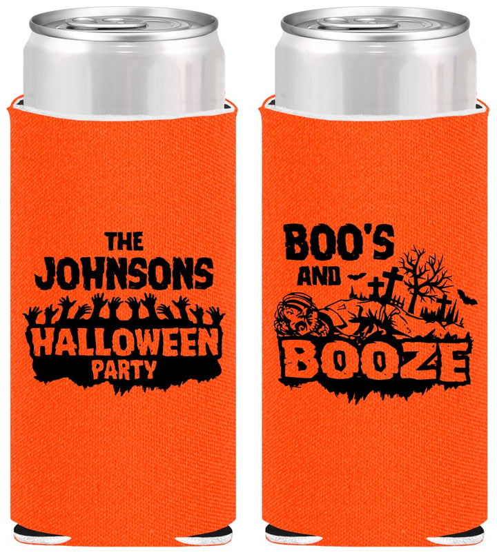 Personalized Halloween Slim Can Coolers - Boos And Booze | 250012