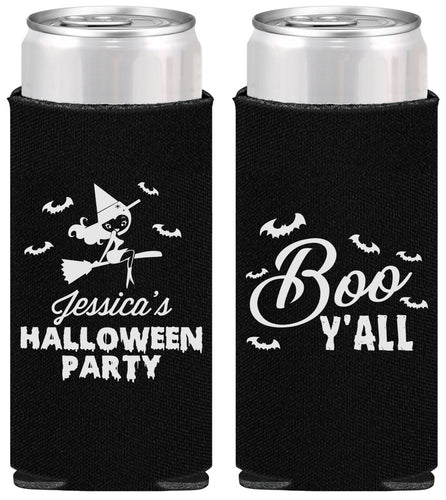 Personalized Halloween Slim Can Coolers - Witch Boo | 250015