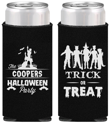 Personalized Halloween Slim Can Coolers - Trick Or Treat | 250019