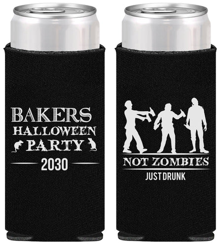 Personalized Halloween Slim Can Coolers - Zombies | 250023