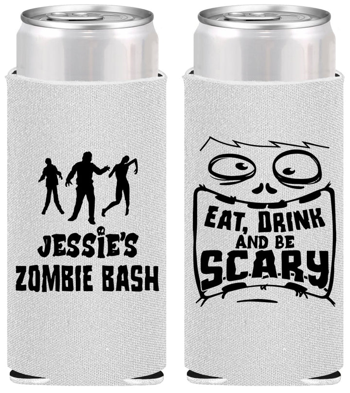 Personalized Halloween Slim Can Coolers - Eat Drink Be Scary | 250029