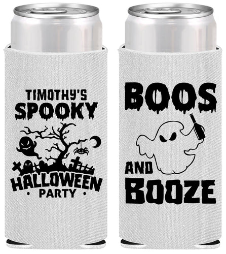 Personalized Halloween Slim Can Coolers - Boos And Booze | 250041