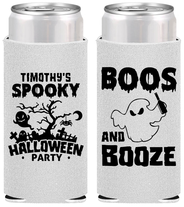Personalized Halloween Slim Can Coolers - Boos And Booze | 250041