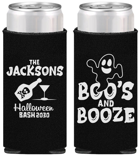Personalized Halloween Slim Can Coolers - Boos And Booze | 250047