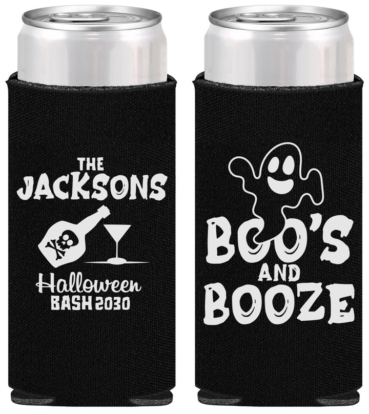 Personalized Halloween Slim Can Coolers - Boos And Booze | 250047