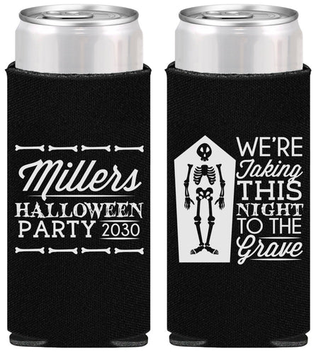 Personalized Halloween Slim Can Coolers - Skeleton | 250051