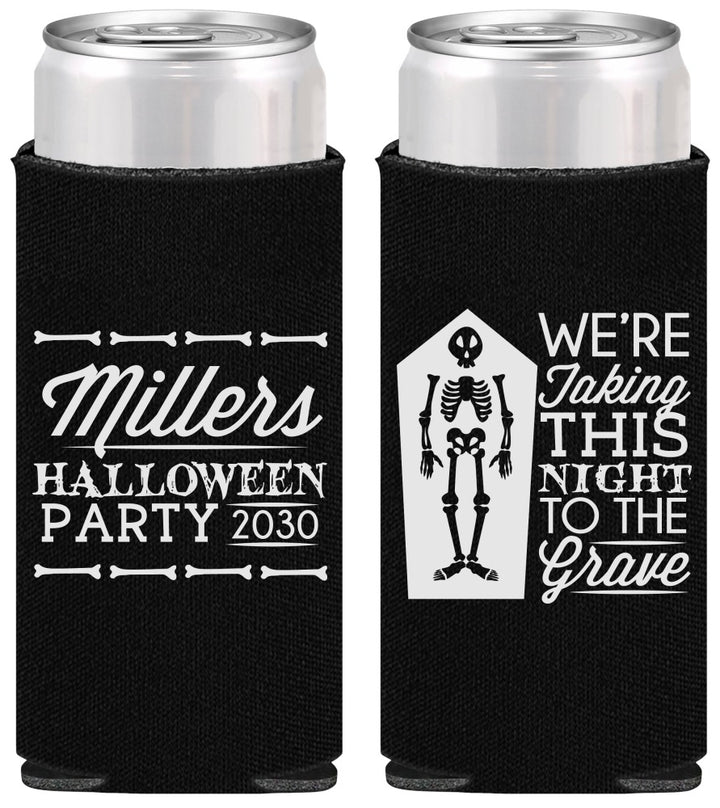 Personalized Halloween Slim Can Coolers - Skeleton | 250051