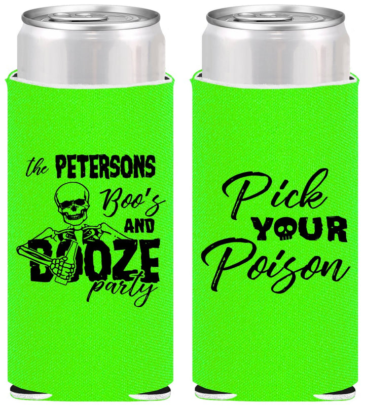 Personalized Halloween Slim Can Coolers - Boos And Booze | 250054
