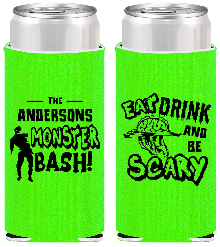 Personalized Halloween Slim Can Coolers - Eat Drink Be Scary | 250070
