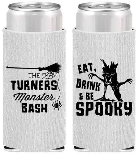 Personalized Halloween Slim Can Coolers - Eat Drink Be Spooky | 250077