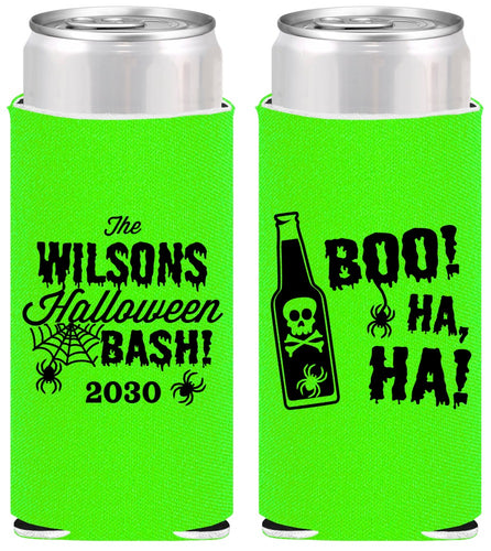 Personalized Halloween Slim Can Coolers - Boo Skeleton | 250078