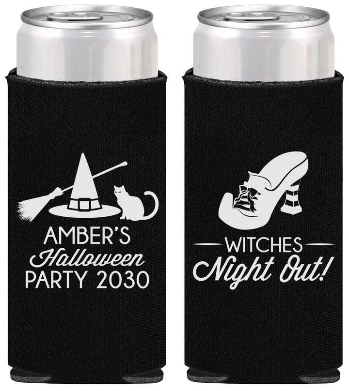 Personalized Halloween Slim Can Coolers - Witches Night Out | 250083