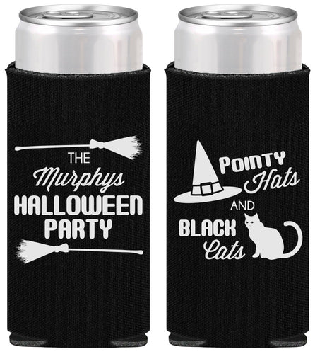Personalized Halloween Slim Can Coolers - Black Cats | 250087