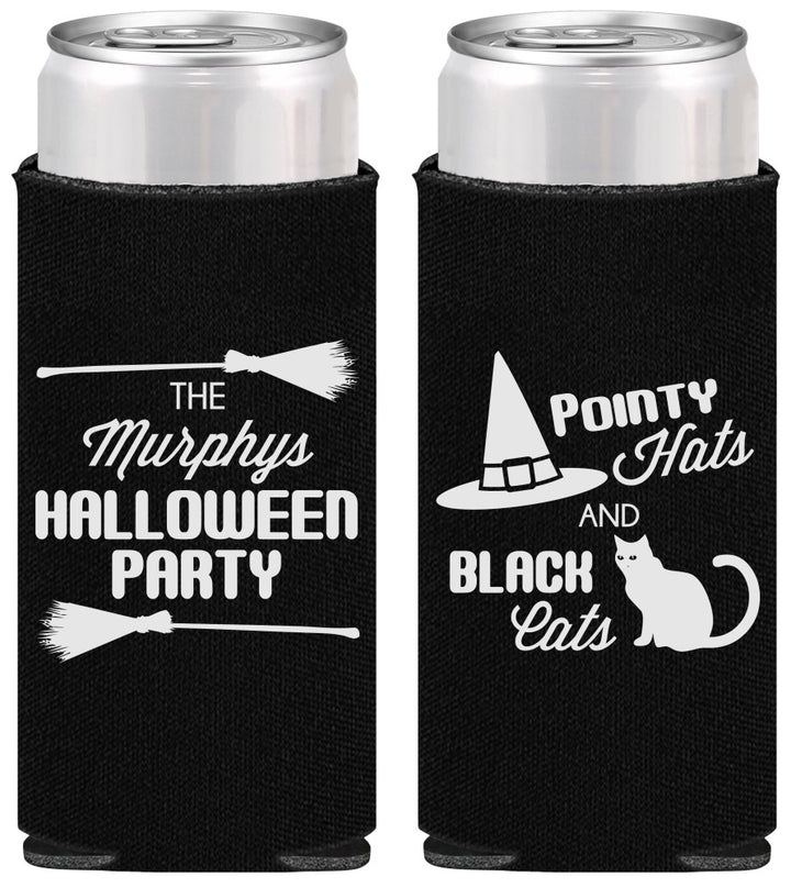 Personalized Halloween Slim Can Coolers - Black Cats | 250087