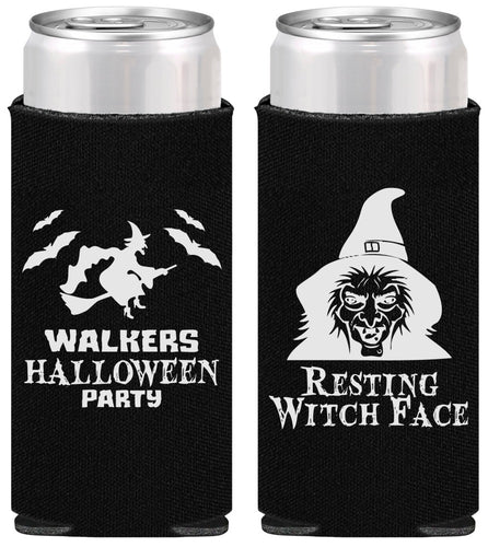 Personalized Halloween Slim Can Coolers - Resting Witch Face | 250099