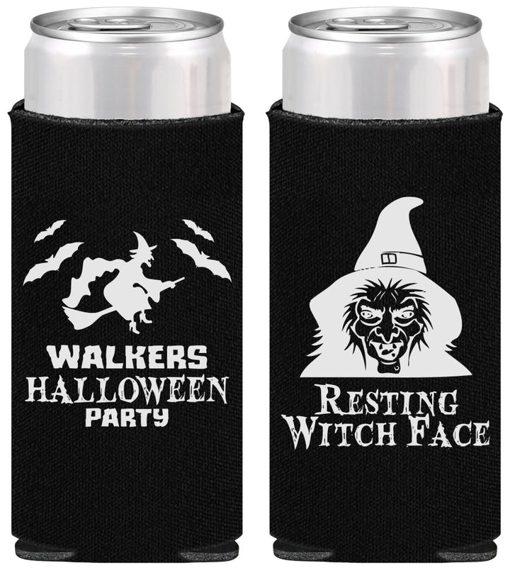 Personalized Halloween Slim Can Coolers - Resting Witch Face | 250099