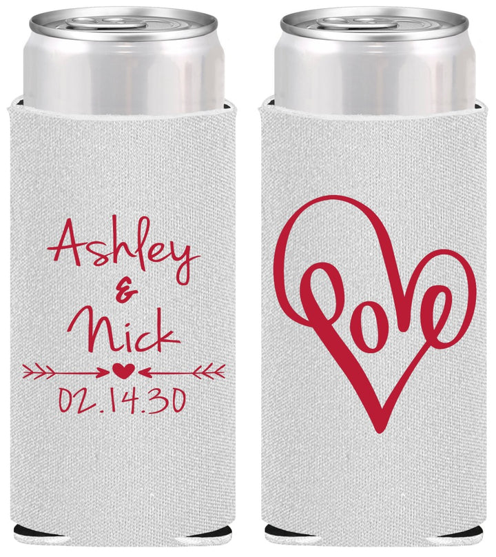 Personalized Wedding Slim Can Coolers - Love | 252