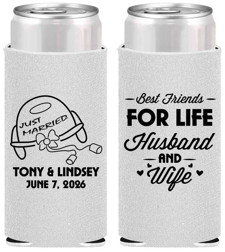 Personalized Wedding Slim Can Coolers - Best Friends For Life | 256