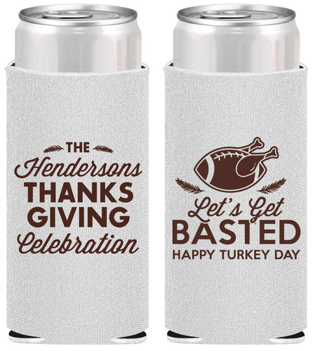 Personalized Thanksgiving Slim Can Coolers - Lets Get Basted | 260003