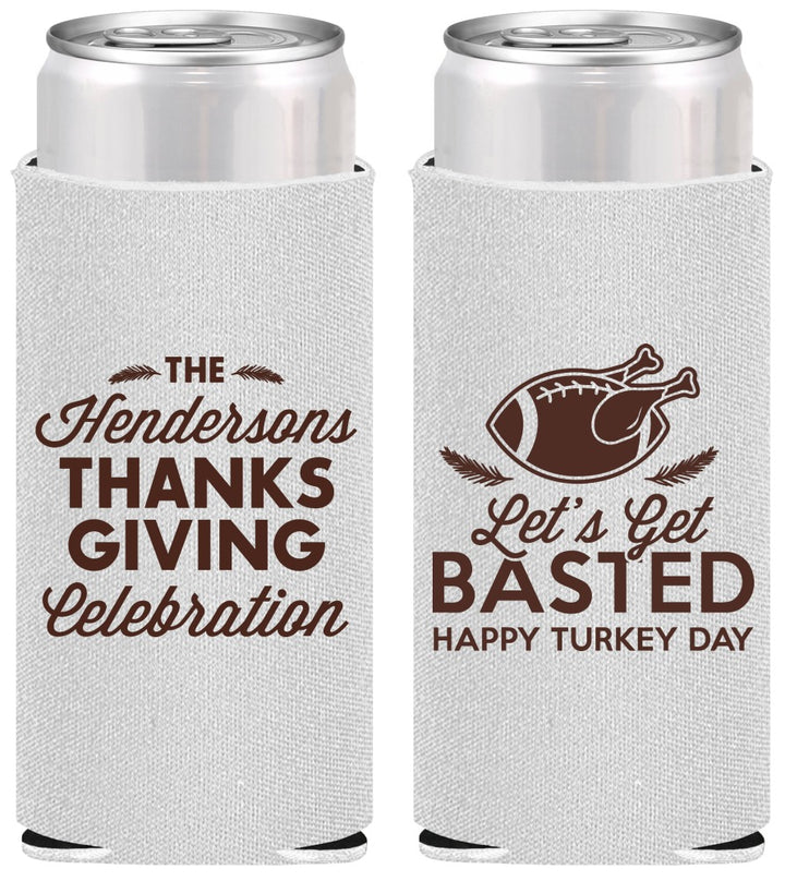 Personalized Thanksgiving Slim Can Coolers - Lets Get Basted | 260003