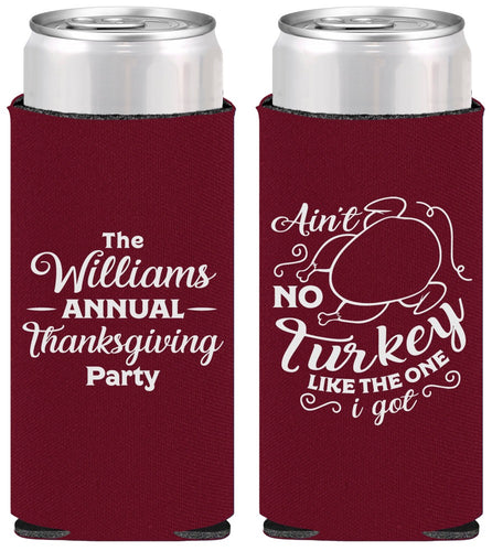Personalized Thanksgiving Slim Can Coolers - Turkey | 260005