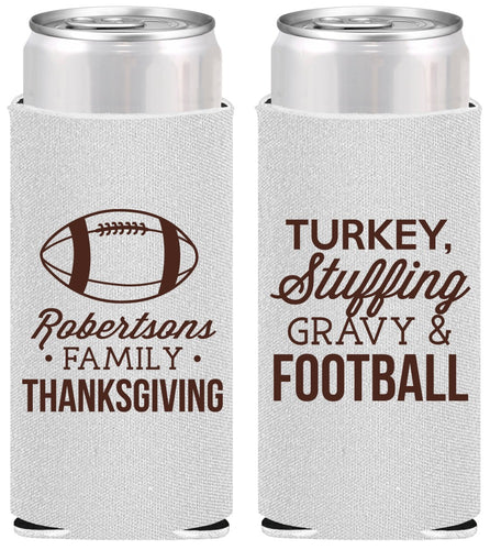 Personalized Thanksgiving Slim Can Coolers - Football Turkey | 260010