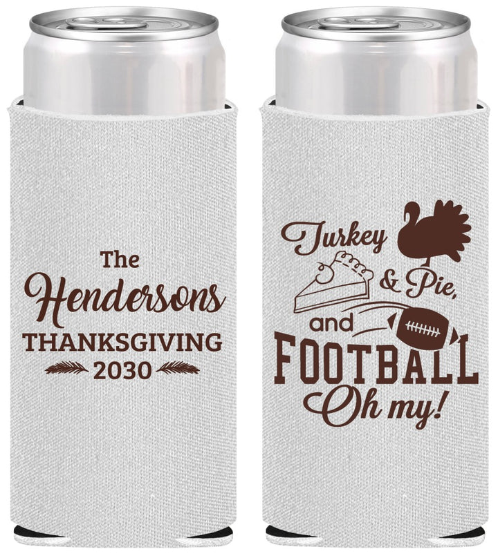Personalized Thanksgiving Slim Can Coolers - Football Turkey | 260014