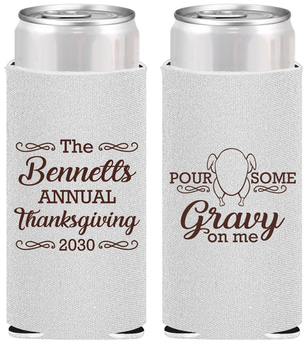 Personalized Thanksgiving Slim Can Coolers - Turkey Gravy | 260015