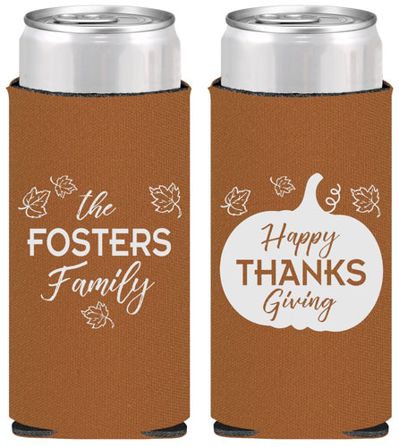 Personalized Thanksgiving Slim Can Coolers - Pumpkin | 260016