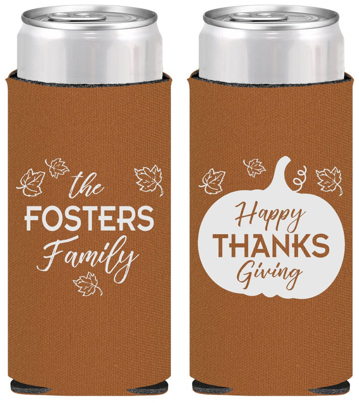 Personalized Thanksgiving Slim Can Coolers - Pumpkin | 260016