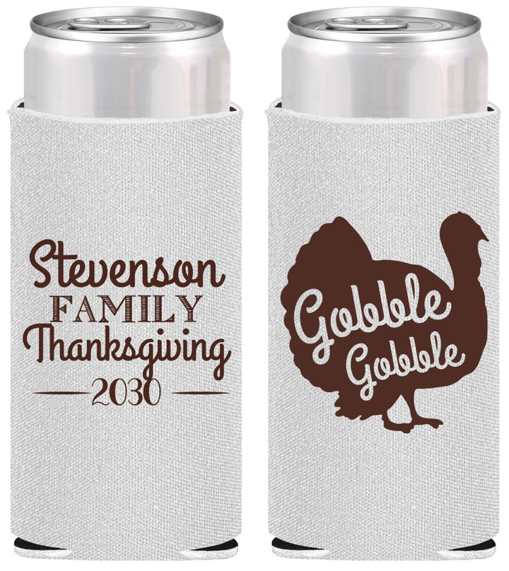 Personalized Thanksgiving Slim Can Coolers - Gobble Turkey | 260018