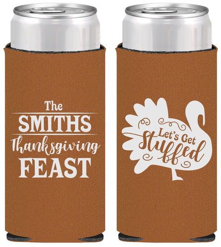 Personalized Thanksgiving Slim Can Coolers - Lets Get Stuffed | 260020