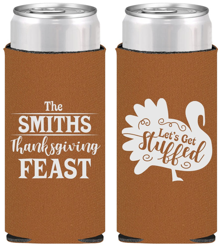 Personalized Thanksgiving Slim Can Coolers - Lets Get Stuffed | 260020