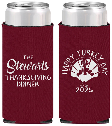 Personalized Thanksgiving Slim Can Coolers - Turkey Day | 260021
