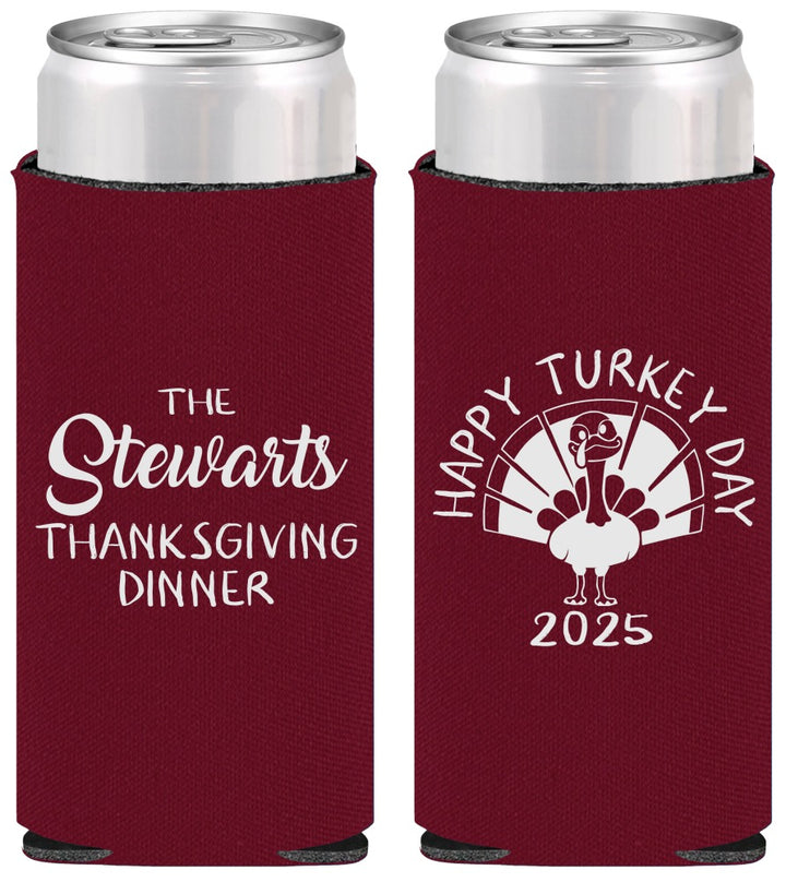 Personalized Thanksgiving Slim Can Coolers - Turkey Day | 260021