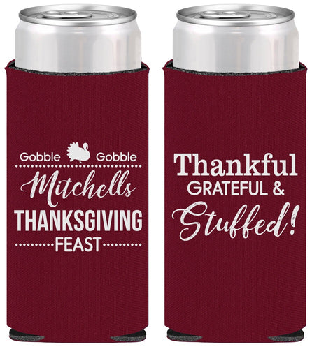 Personalized Thanksgiving Slim Can Coolers - Thankful Stuffed | 260029