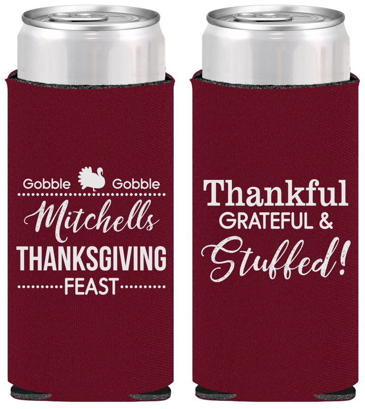 Personalized Thanksgiving Slim Can Coolers - Thankful Stuffed | 260029