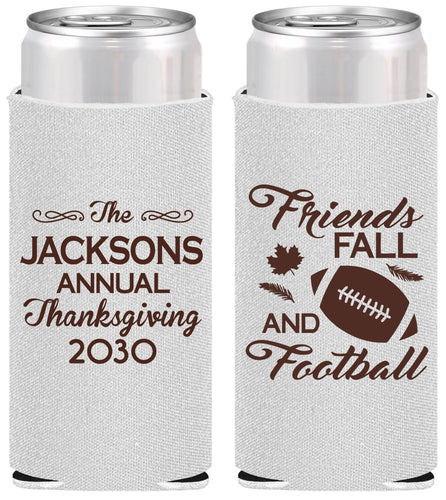Personalized Thanksgiving Slim Can Coolers - Football | 260031