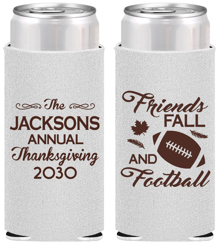 Personalized Thanksgiving Slim Can Coolers - Football | 260031
