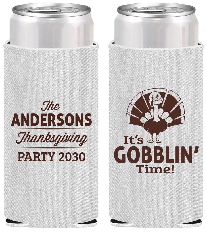 Personalized Thanksgiving Slim Can Coolers - Turkey Gobblin | 260035