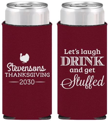 Personalized Thanksgiving Slim Can Coolers - Turkey Stuffed | 260037
