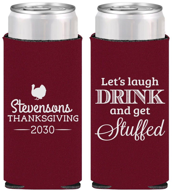 Personalized Thanksgiving Slim Can Coolers - Turkey Stuffed | 260037