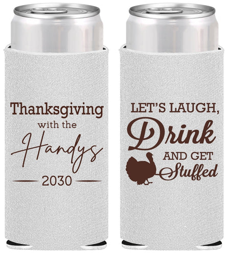Personalized Thanksgiving Slim Can Coolers - Turkey Stuffed | 260038
