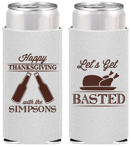 Personalized Thanksgiving Slim Can Coolers - Lets Get Basted | 260039