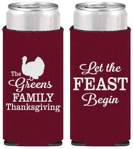 Personalized Thanksgiving Slim Can Coolers - Let The Feast Begin | 260041
