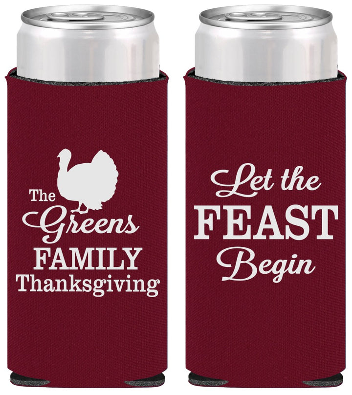 Personalized Thanksgiving Slim Can Coolers - Let The Feast Begin | 260041