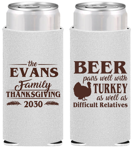 Personalized Thanksgiving Slim Can Coolers - Turkey | 260042