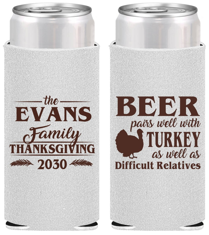 Personalized Thanksgiving Slim Can Coolers - Turkey | 260042