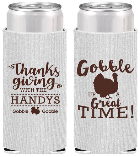 Personalized Thanksgiving Slim Can Coolers - Turkey Gobble | 260043
