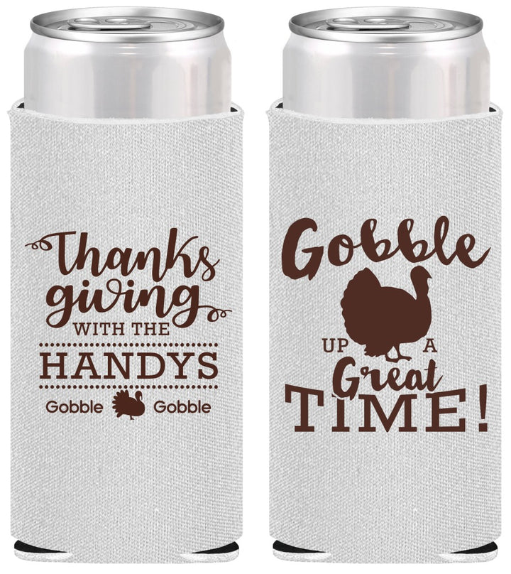 Personalized Thanksgiving Slim Can Coolers - Turkey Gobble | 260043